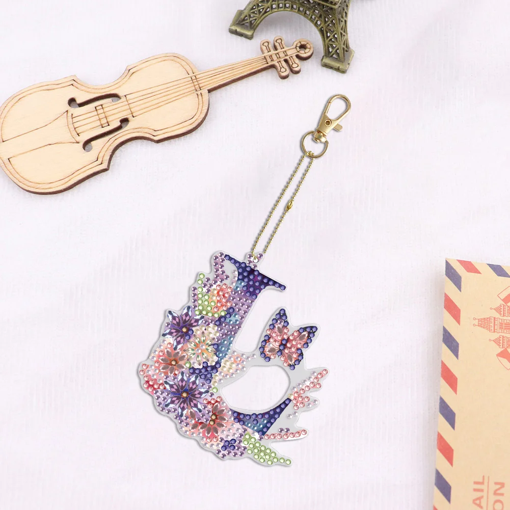 DIY L Diamond Art Key Rings Lettter Keychain Supplies Gift for Kids(Double Sided)