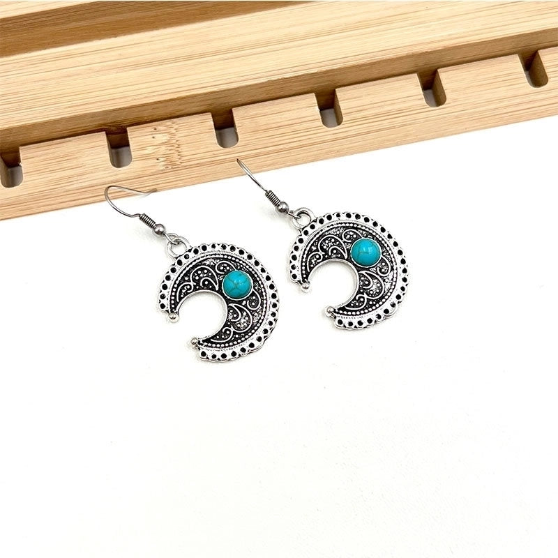 New  Hot Sale Turquoise Earrings Suit Women’s Bohemian Retro Personalized Ethnic Style Alloy Earrings