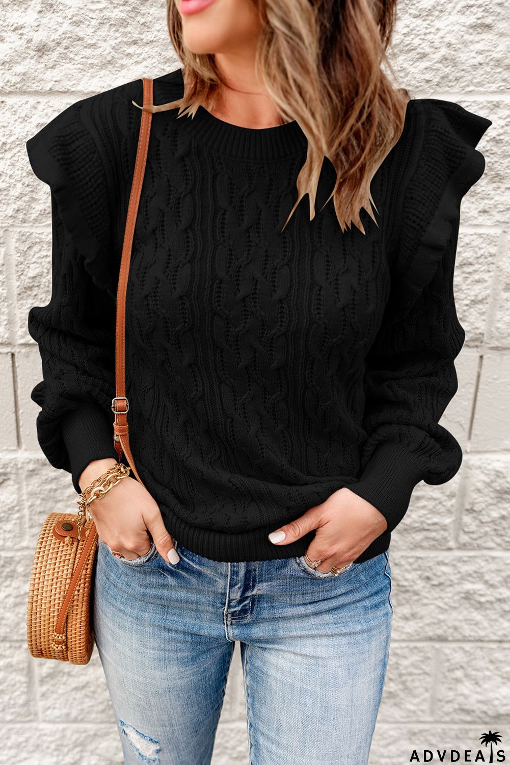 Black Cable Knit Sweater