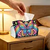 (25cm)Rainbow Floral Butterfly DIY Diamond Painting PU Tissue Holder Box