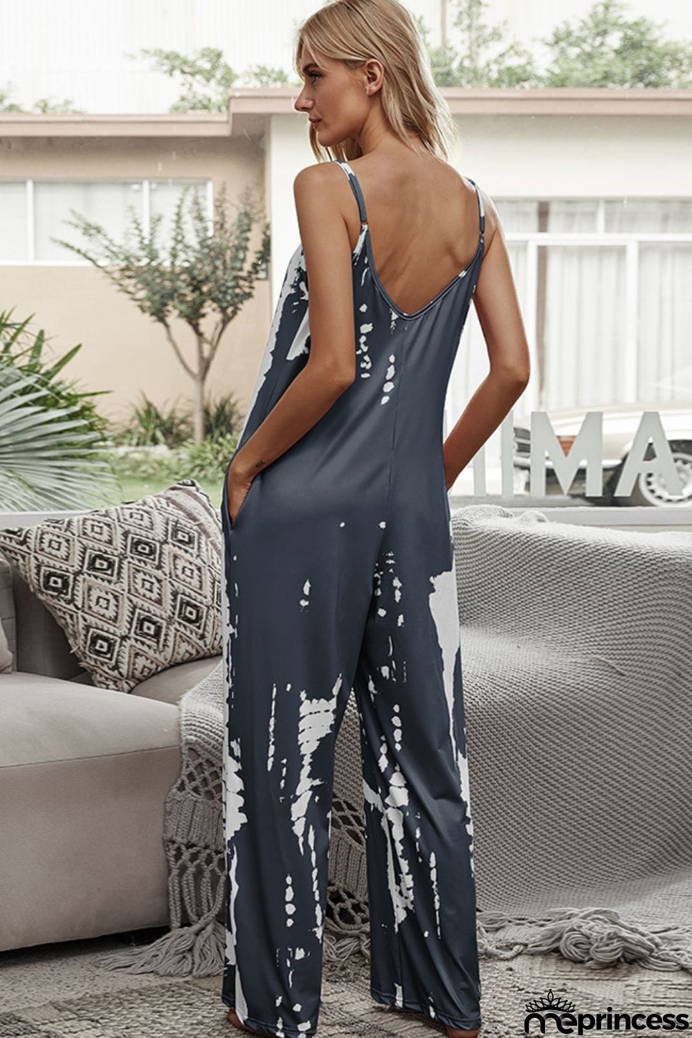 Tie-Dye Spaghetti Strap Jumpsuit with Pockets