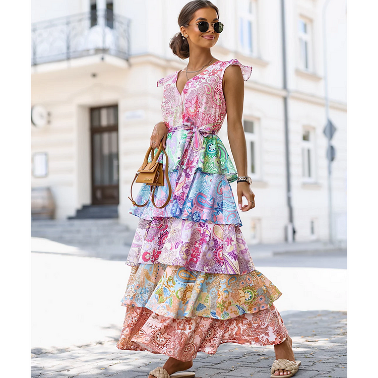  High French Sexy Low Cut V Neck Cake Dress