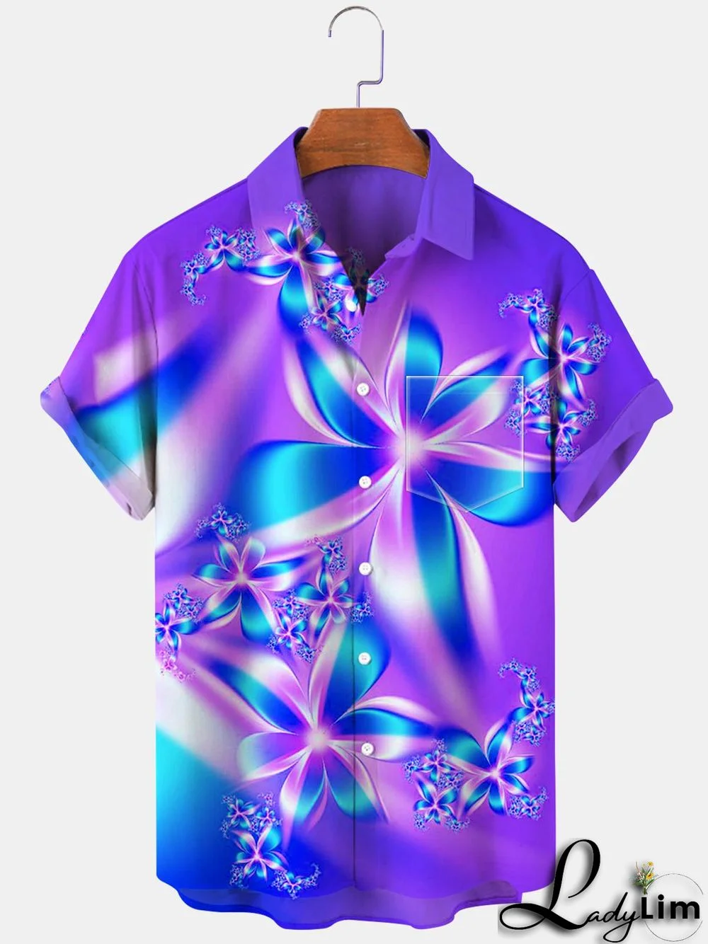 Flower Men's Shirts With Pocket