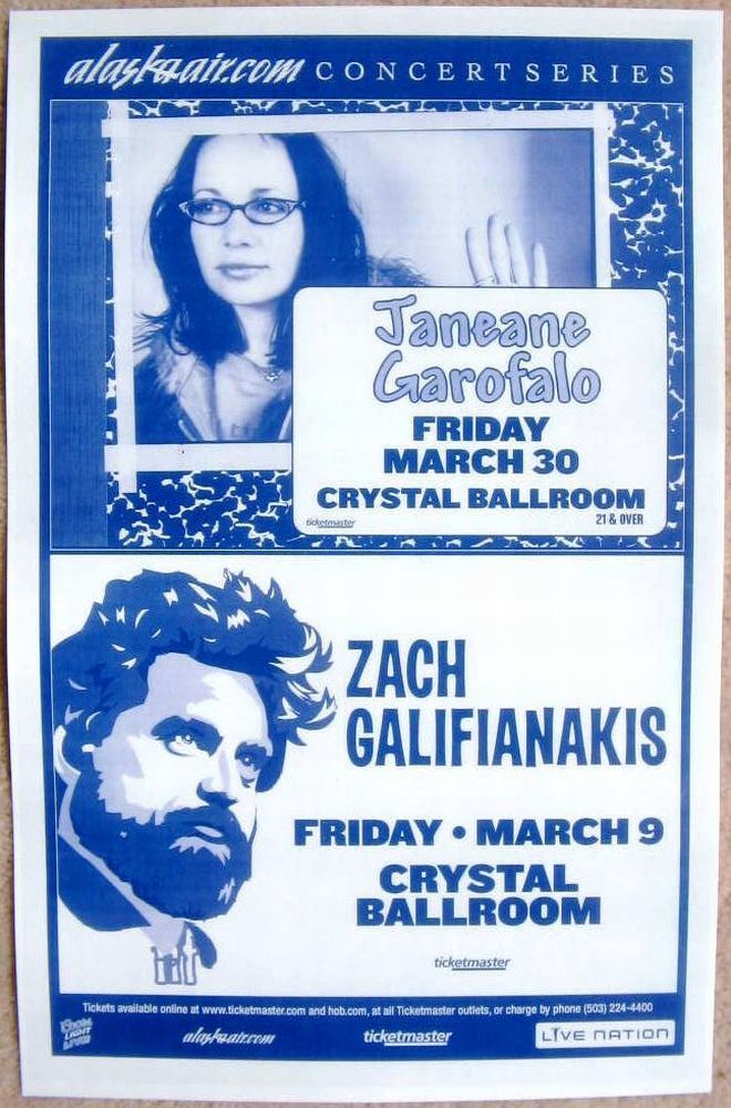 JANEANE GAROFALO / ZACH GALIFIANAKIS 2007 Gig POSTER Portland Oregon