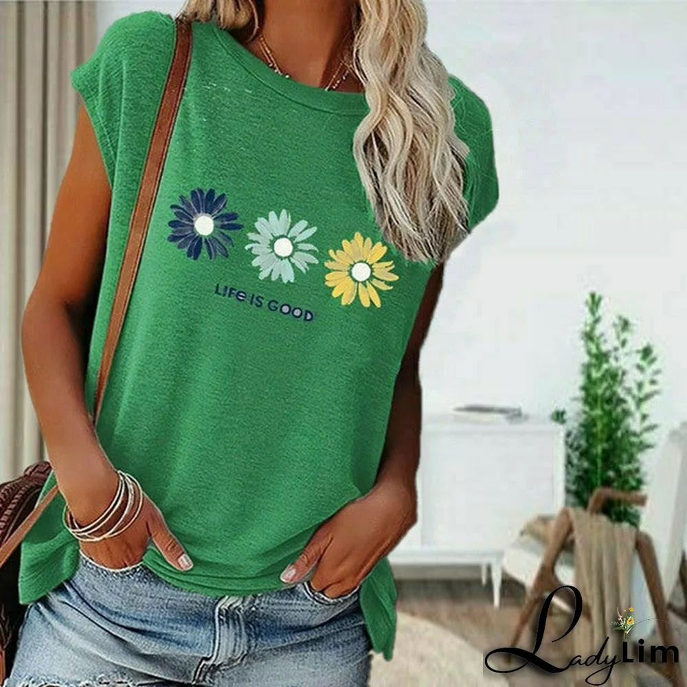 Casual Daisy Print T-Shirt