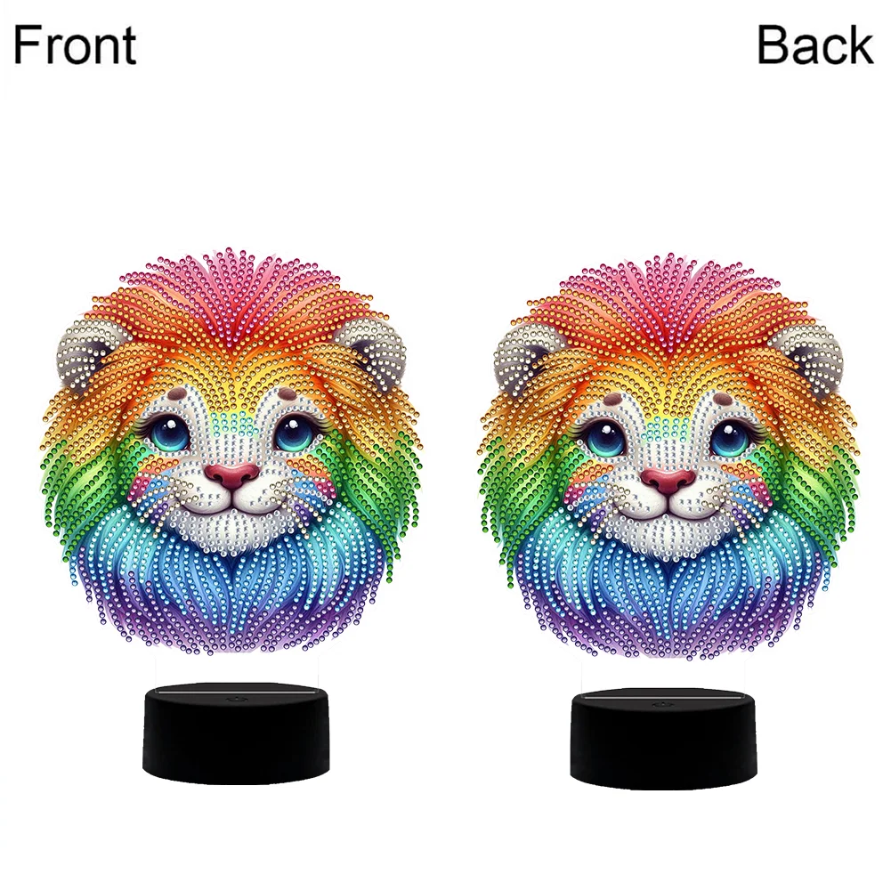 DIY Animal Lion Diamond Painting Night Light Diamond Art Lamp Home Decoration