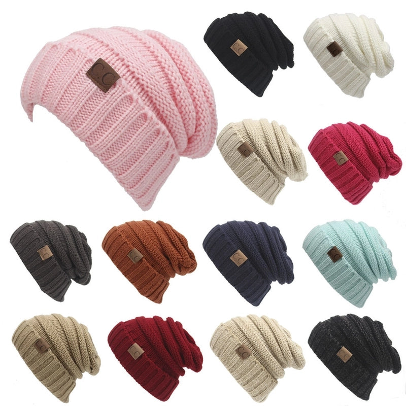 New Popular Autumn And Winter CC Labeling Wool Knitted Hat Fashion Casual Pullover Hat Outdoor Warm Hat