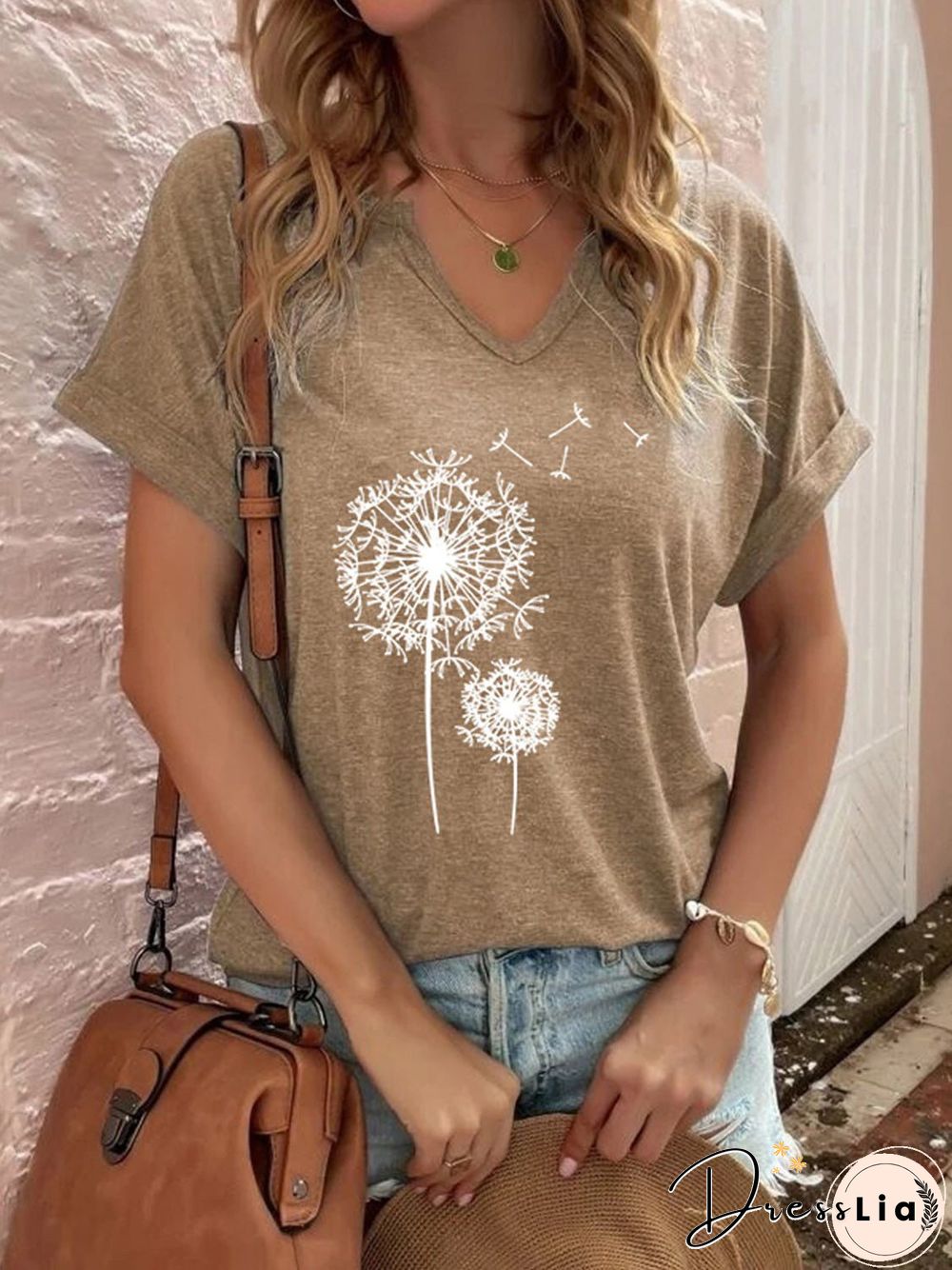 Women'S T-Shirts Dandelion Print Short Sleeve T-Shirt