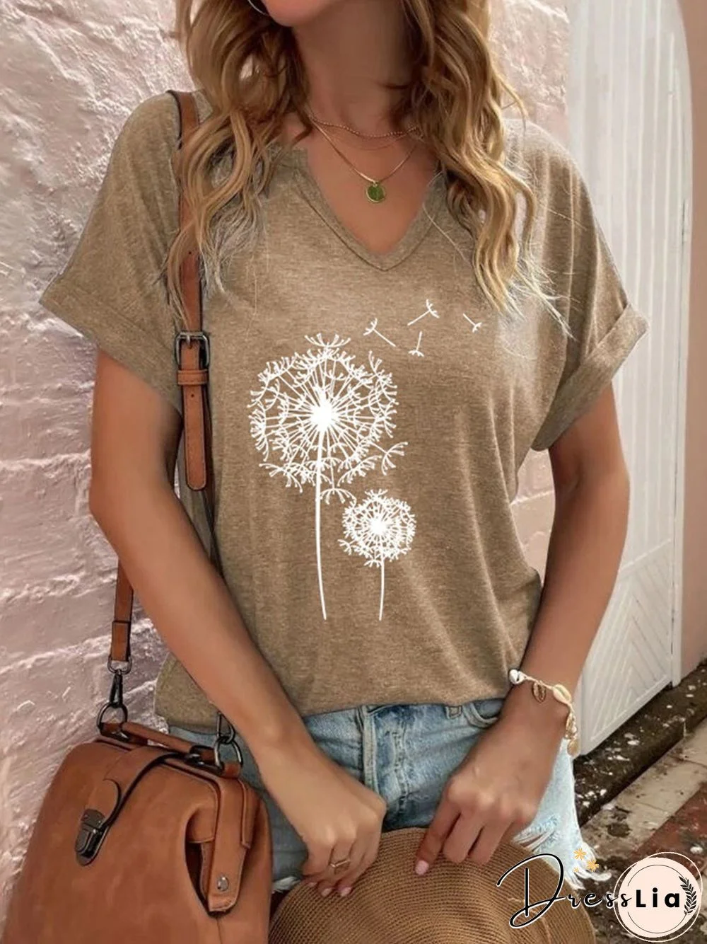 Women'S T-Shirts Dandelion Print Short Sleeve T-Shirt