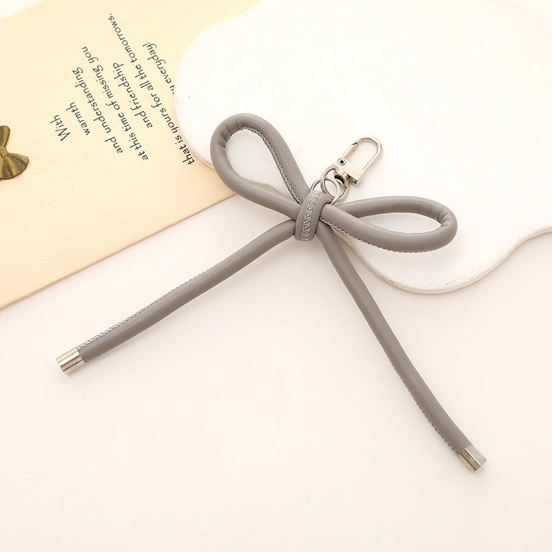 Basic Bow Knot Pu Leather Bag Pendant Mobile Phone Chain Keychain