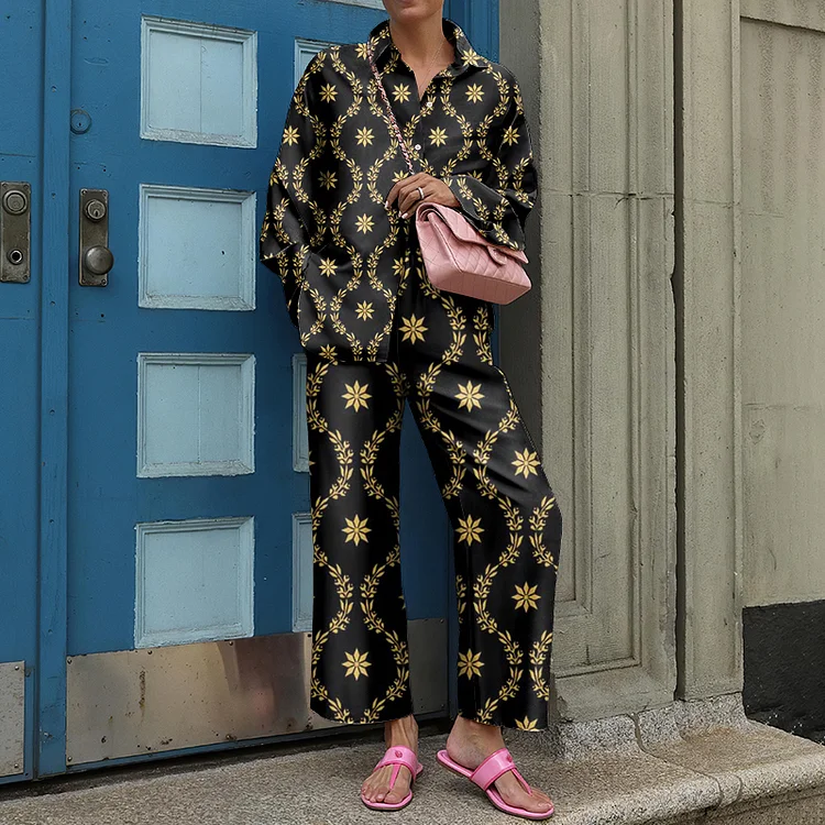 Geometric Print Casual Two Piece Set