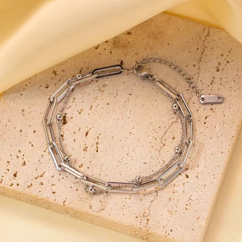 Casual Minimalist Eye Flower Butterfly Titanium Steel Zircon Bracelets In Bulk