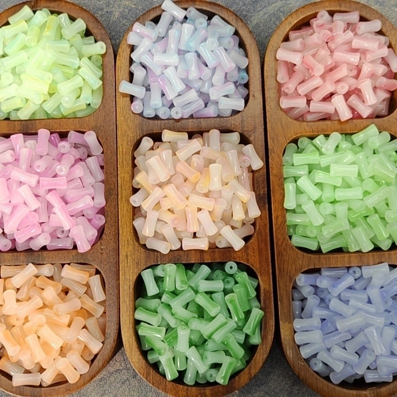 50 PCS/Package 6 * 12mm Glass Geometric Beads