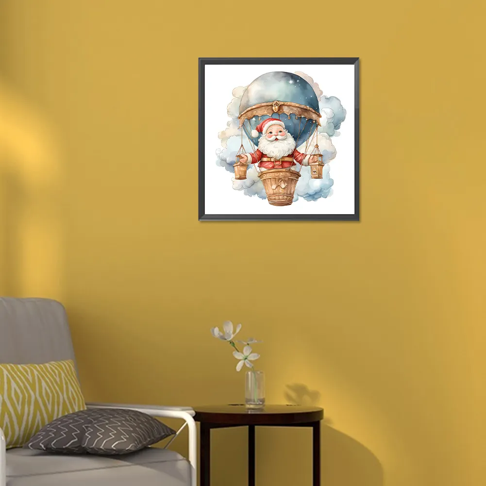 Diamond Painting - Full Round Drill - Hot Air Balloon Santa(Canvas|30*30cm)