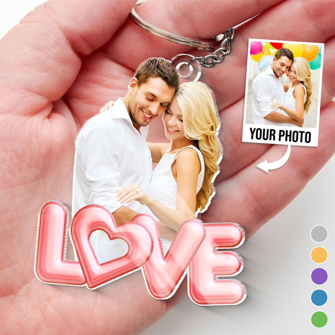 Loveyoufancy Custom Photo In Your Eyes, I See My Future - Couple Personalized Custom Shaped Acrylic Keychain - Gift For Husband Wife, Anniversary