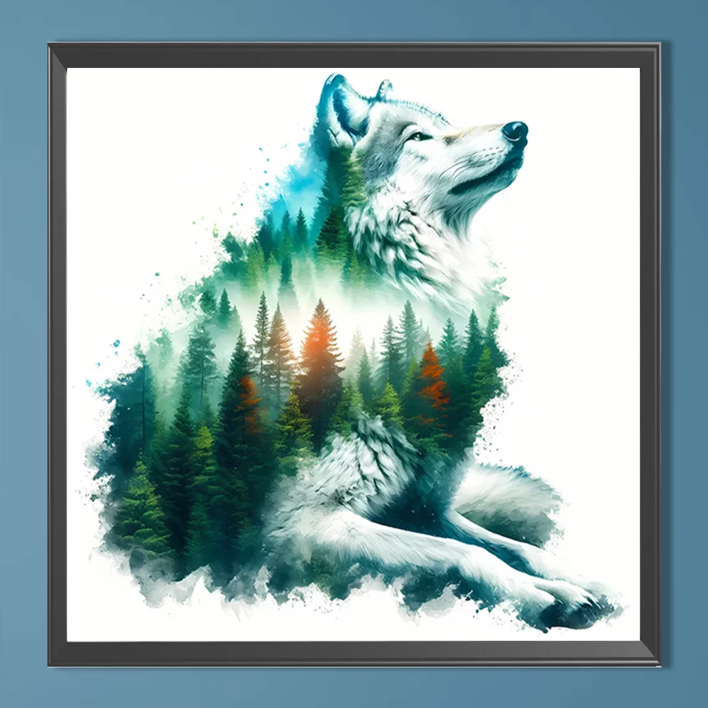 Partial AB Diamond Painting - Full Round Drill - Wolf Silhouette(Canvas|45*45cm)