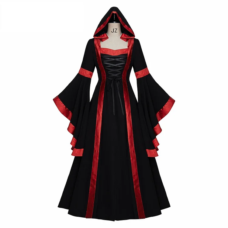 ✨In Stock✨Vintage Medieval Dress Cape Costume Cosplay Victorian Luxury Aristocrat Ball Gown Dress Gothic Vampire Hoodie Dress