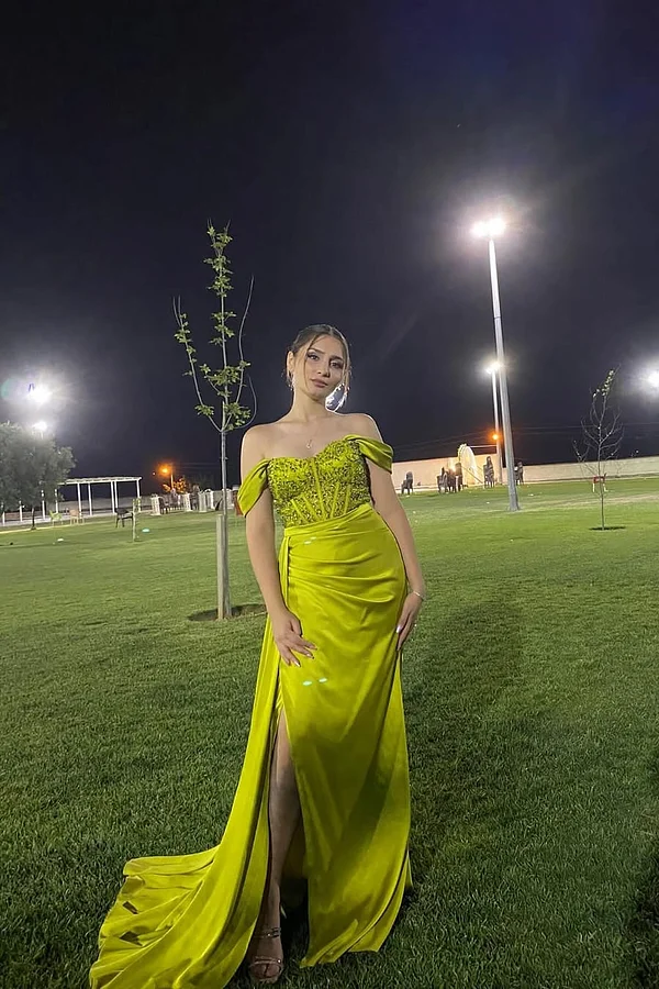 Daisda Sleeveless Strapless Off-Shoulders Sweetheart Beads Prom Dress