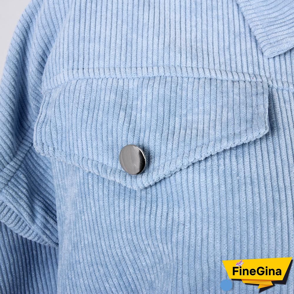 Corduroy Long Sleeve Coat Tops