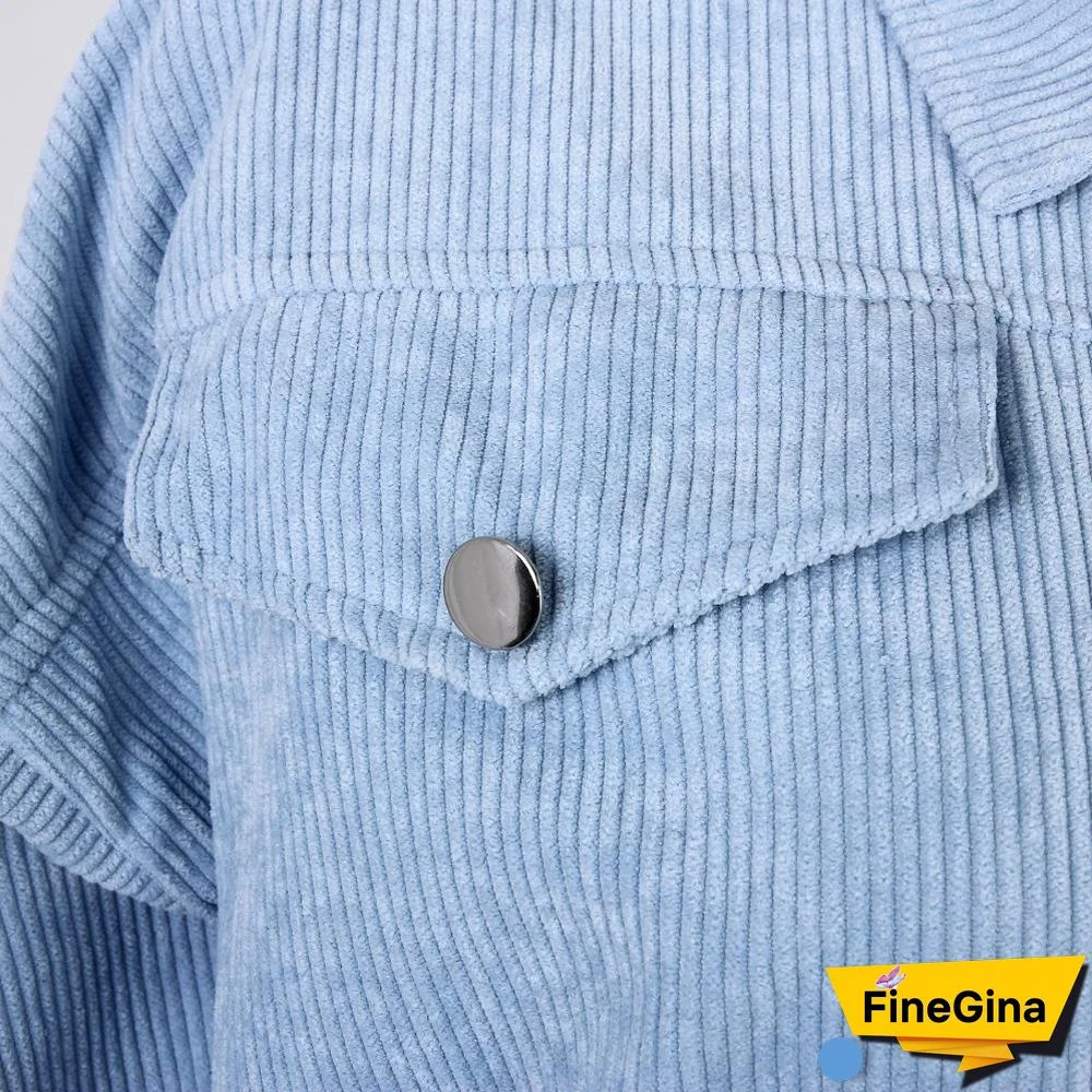 Corduroy Long Sleeve Coat Tops