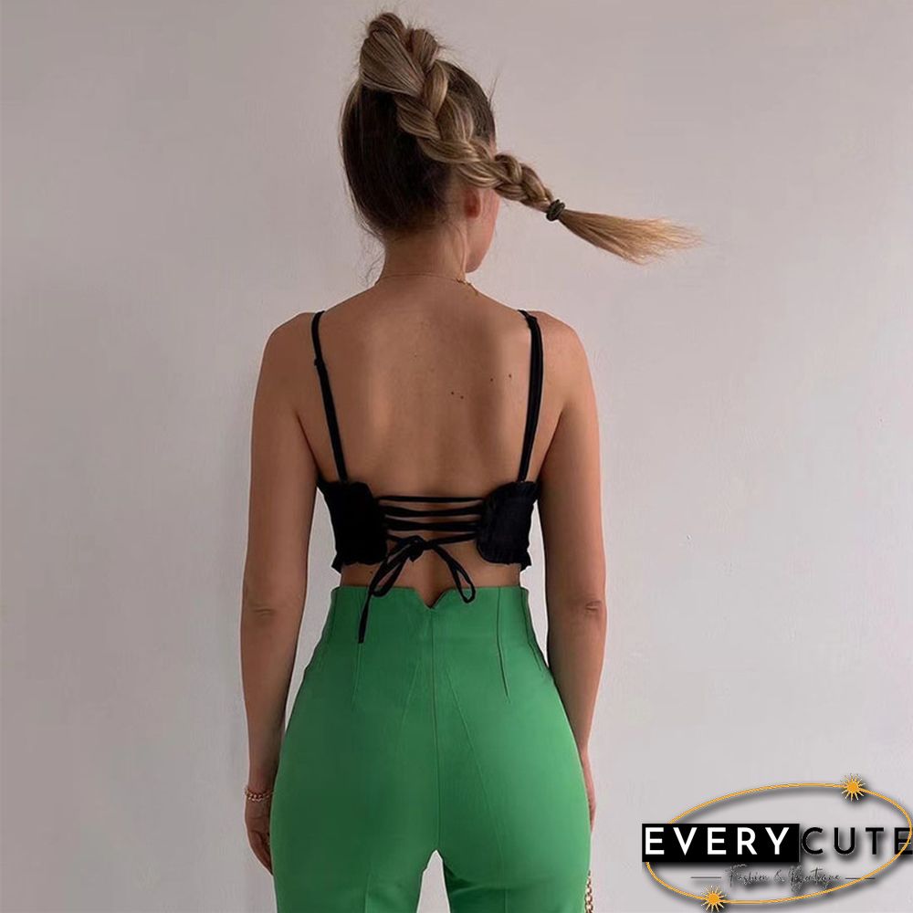 Y2k Ruffle Top Summer Fairy Grunge Sleeveless Triangle Hem Clothes Solid Color Cami Korean Fashion Ladies Clothes