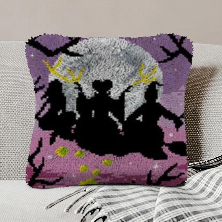 Halloween Night Pillowcase Latch Hook Kits for Beginners veirousa
