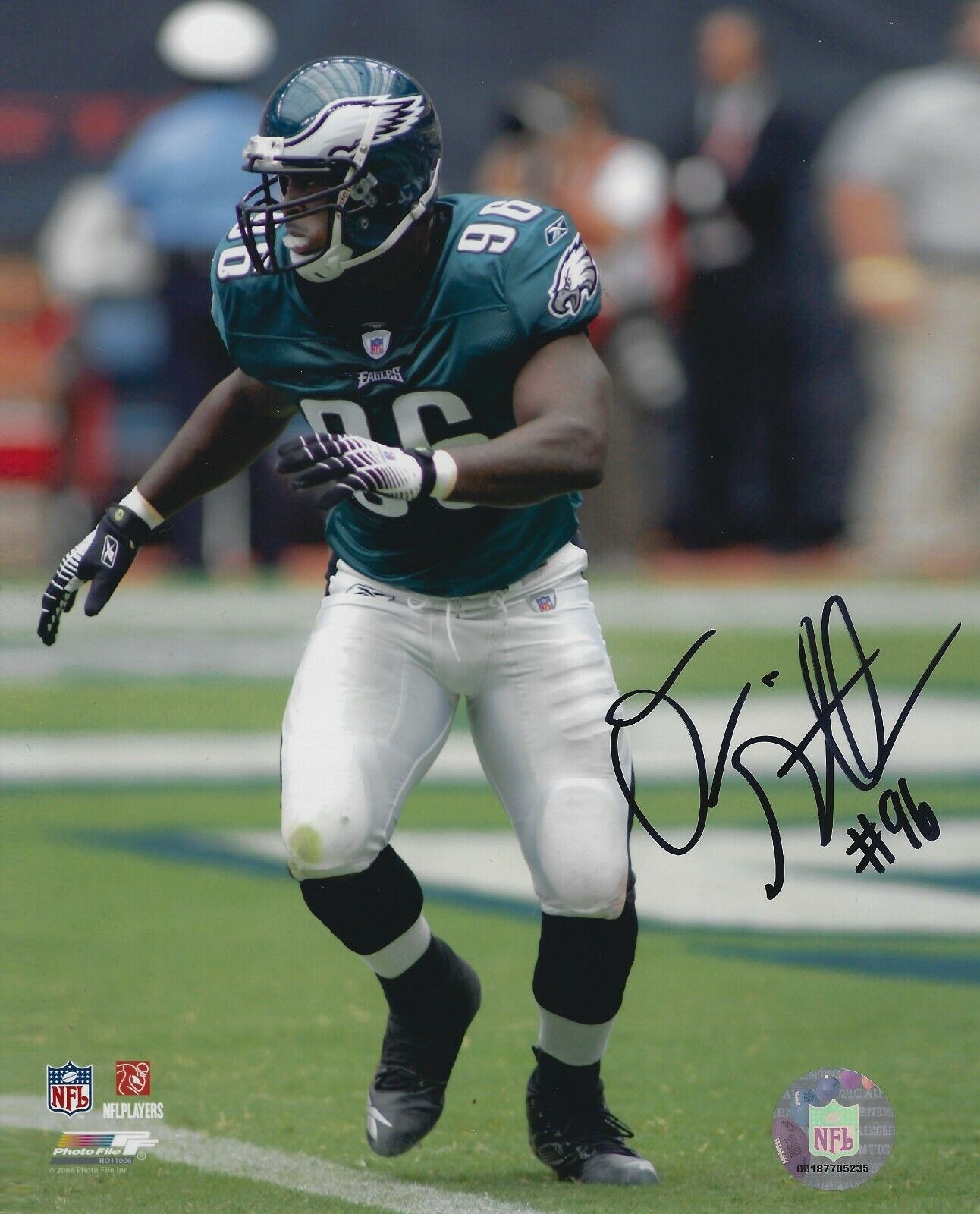 Autographed OMAR GAITHER Philadelphia Eagles 8x10 Photo Poster painting w/COA