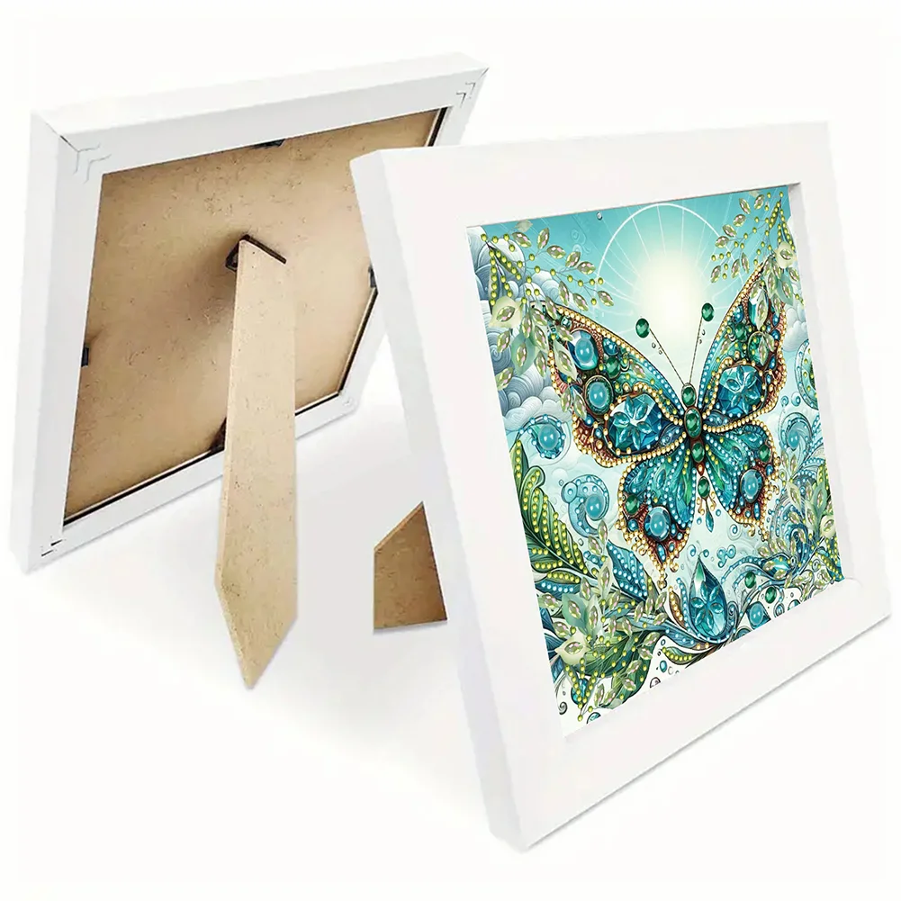 5D DIY Partial Special Shaped Drill Diamond Painting Kit Butterfly Decor(19.2*19.2cm)【With Frame】