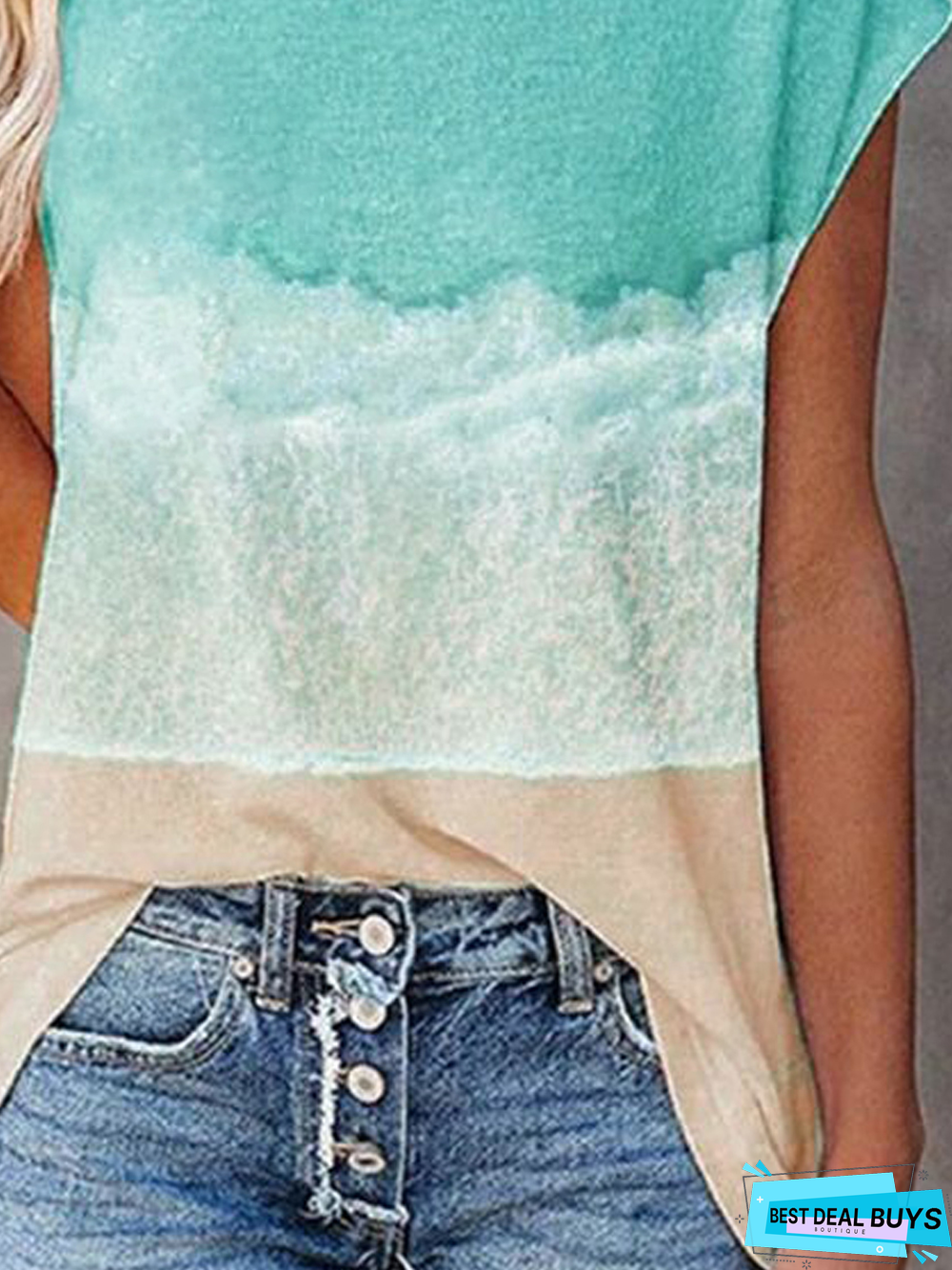 Women's Crew Neck Beach Printed Vacation  Loosen Short Sleeve Casual T-Shirt