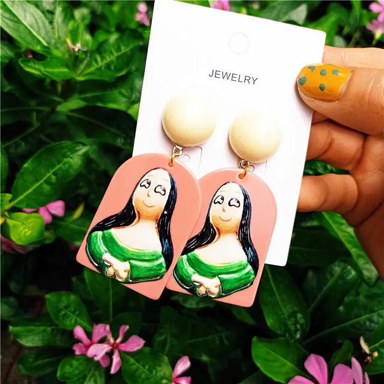 Vintage Painted Oil Painting Earrings