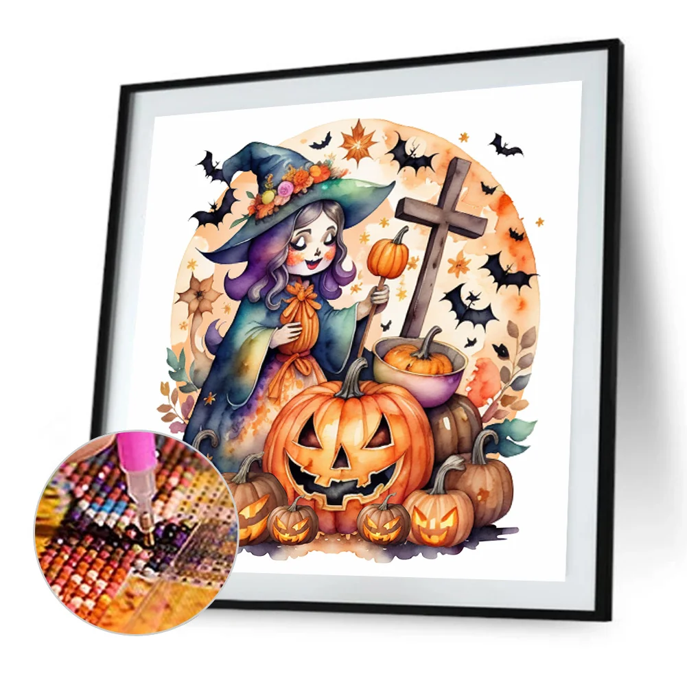 Diamond Painting - Full Round Drill - Witch Pumpkin(Canvas|40*40cm)