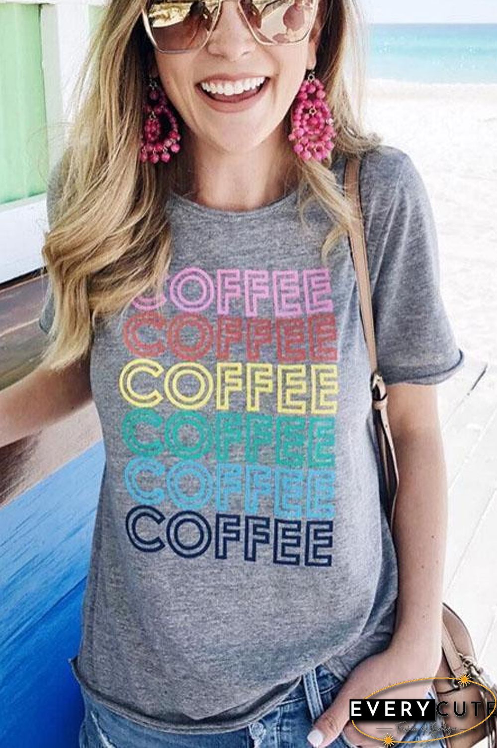 Coffee Letter Print T-shirt