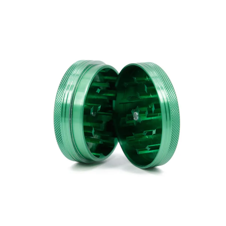 63MM 2 Piece Aluminum Alloy Diamond Flat Pattern Herb Grinder-Green Color