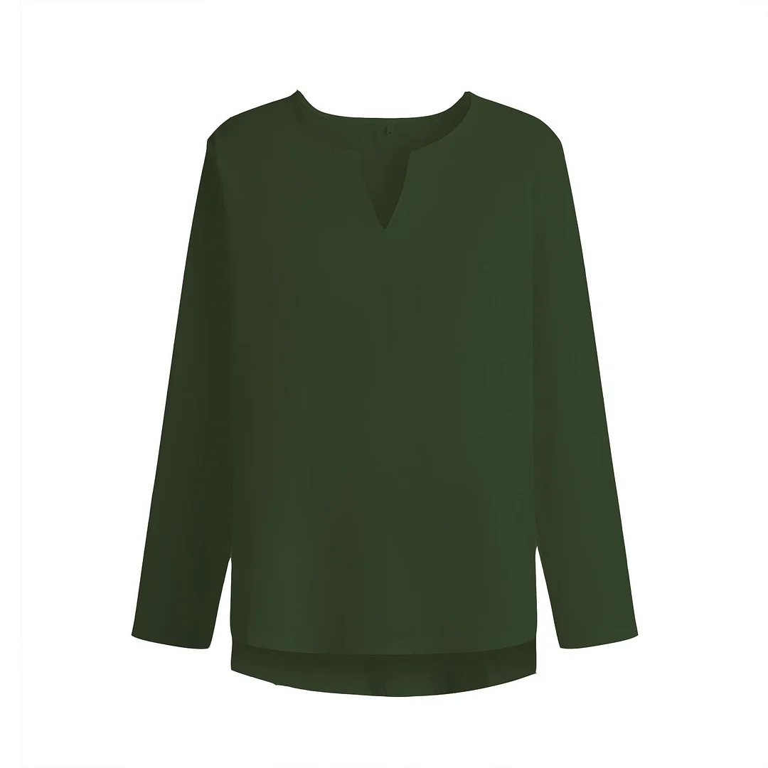 Uveng Uveng 2025 Men's Youth Chinese T-Shirt Cotton And T-Shirt Pure Color Loose Clothes Chinese Style V-Neck Men's Long-Sleeved Shirt