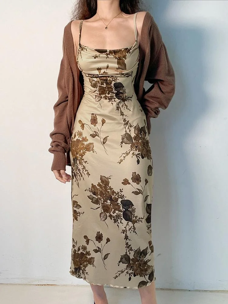 Abebey-Vintage Floral Maxi Dress