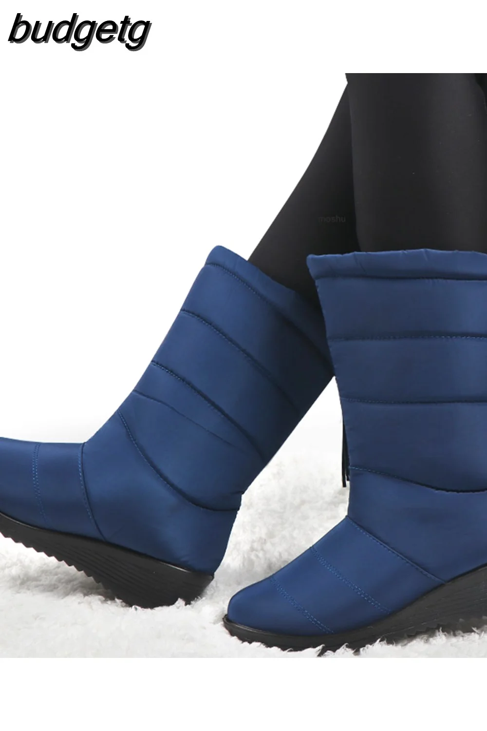 budgetg Women Boots Mid-Calf Down Boots High Bota Waterproof Ladies Snow Winter Shoes Woman Plush Insole Bota Feminina 2023