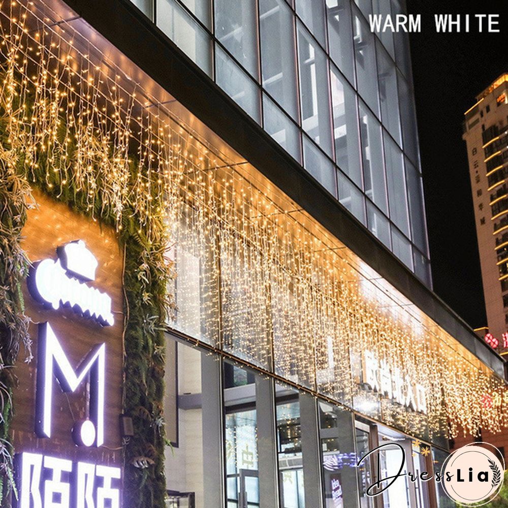5M Christmas LED Curtain Icicle String Lights Droop 0.4-0.6m AC 110V/220V Garden Street Outdoor Decorative Holiday Light