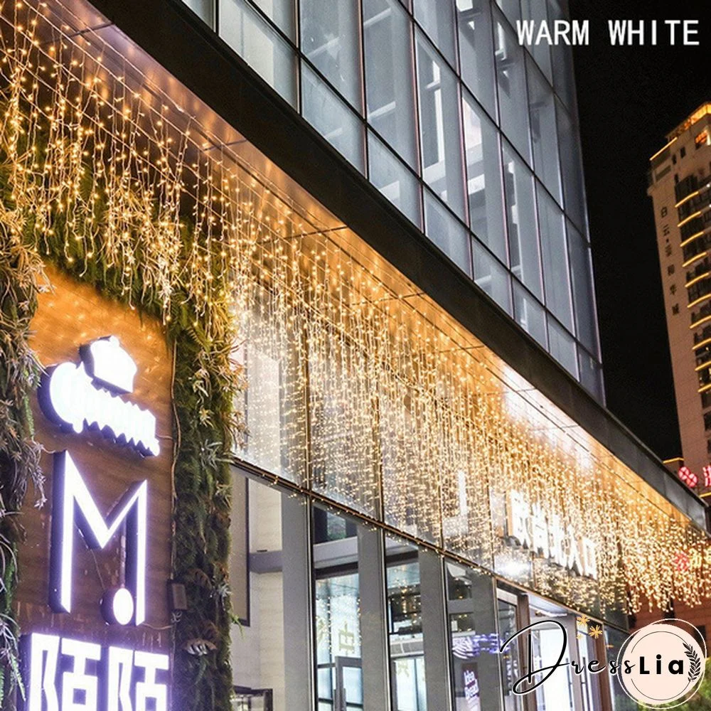 5M Christmas LED Curtain Icicle String Lights Droop 0.4-0.6m AC 110V/220V Garden Street Outdoor Decorative Holiday Light