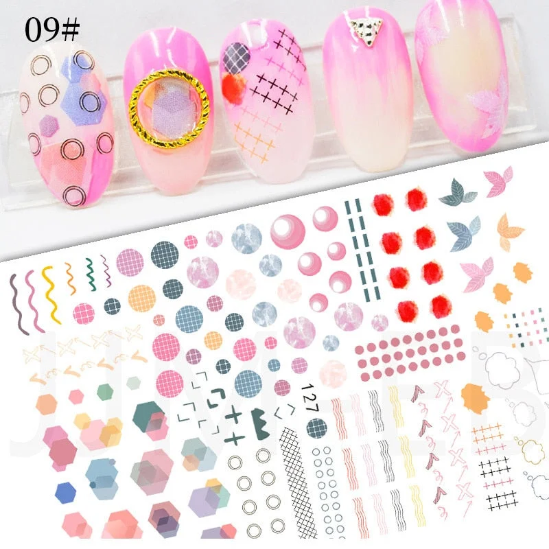 3D Christmas Nail Art Decoration Stickers Sparkly Gold White Colorful Glitter Geometry Snowflake Winter Slider Nail Foils-Nail Inspo