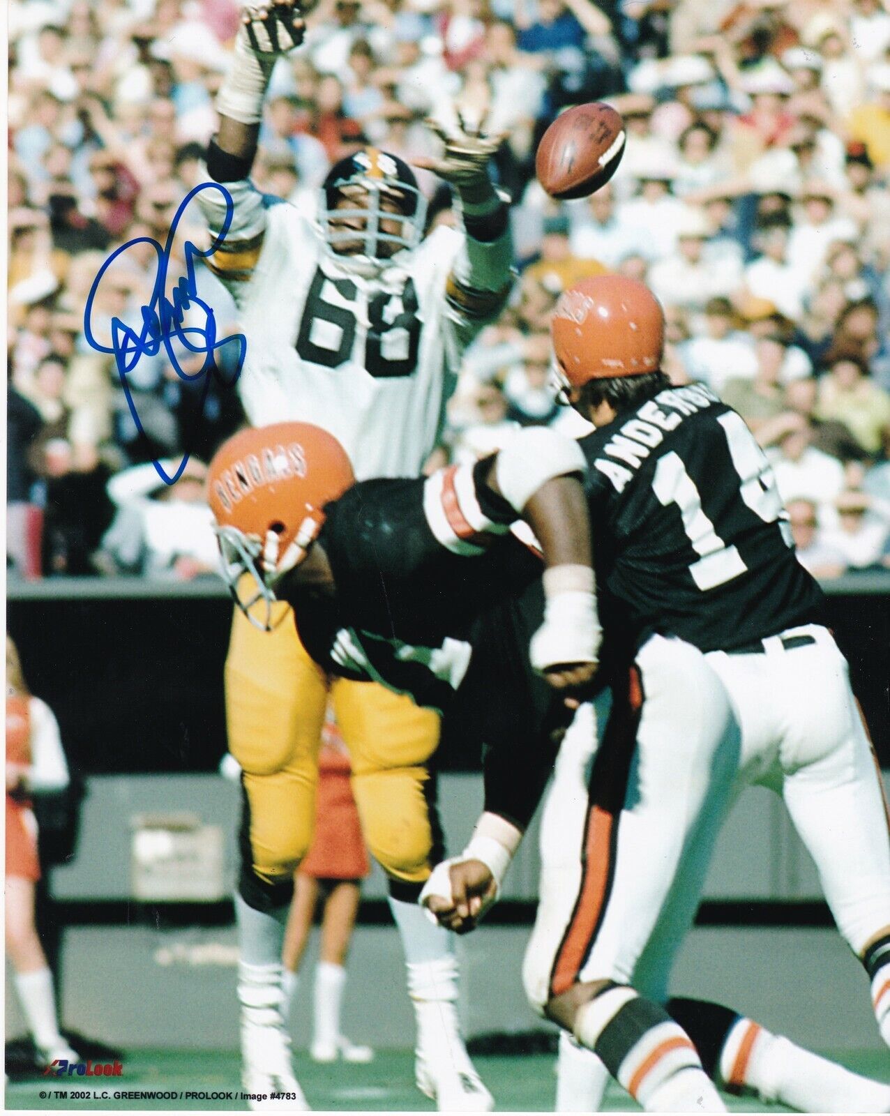 L.C. GREENWOOD PITTSBURGH STEELERS ACTION SIGNED 8x10