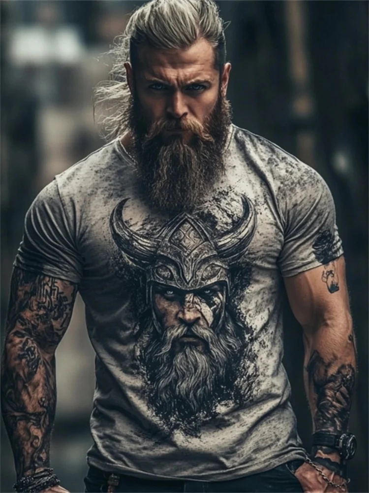 Men's Vintage Viking Art Distressed Comfy T Shirt