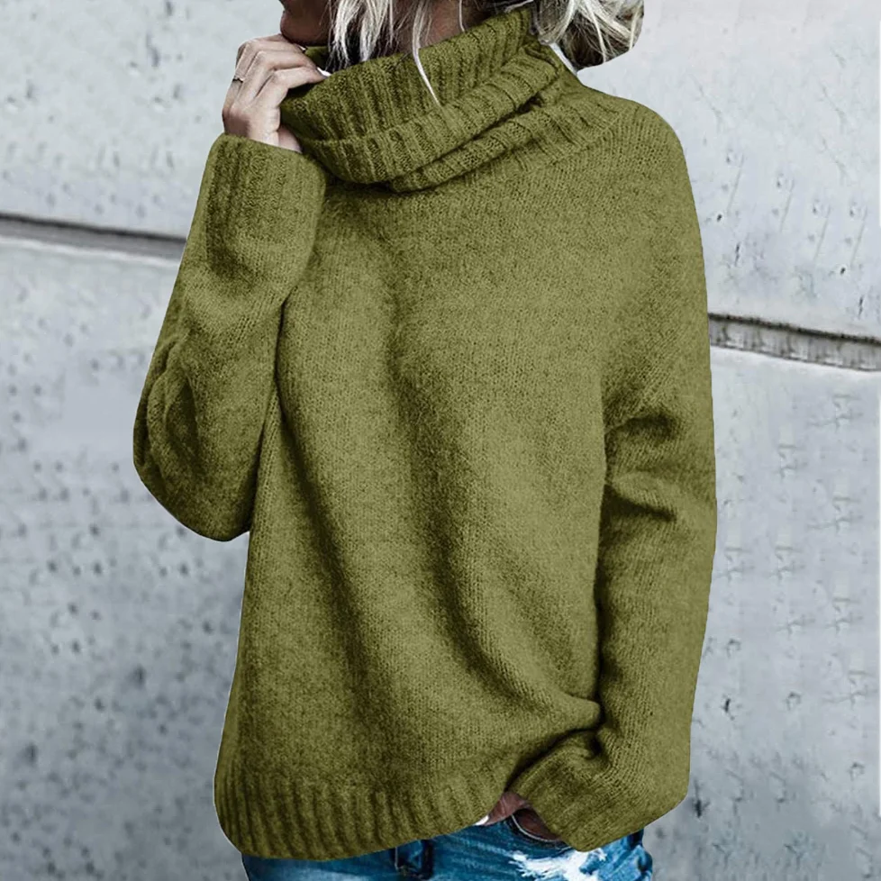 Vintage Irregular Turtleneck Long Sleeve Knitted Sweater