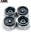 AMK Pcs Aluminum Alloy 17.5mm Hex Hub 2.9 Beadlock Wheels Rims for 1/6 RC Crawler Car Axial SCX6 Upgrades(Baked Blue)