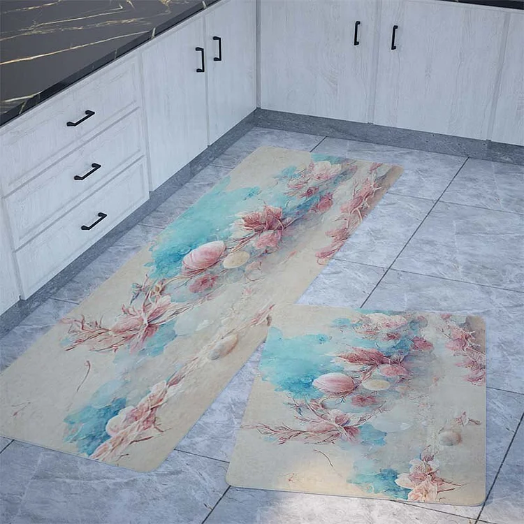 7 Sizes Flowers Pattern Non-slip Washable Kitchen Bathroom Door Mat Pad Carpet Rug Entrance Doormat Home Decor Felt Cuisine Mat
