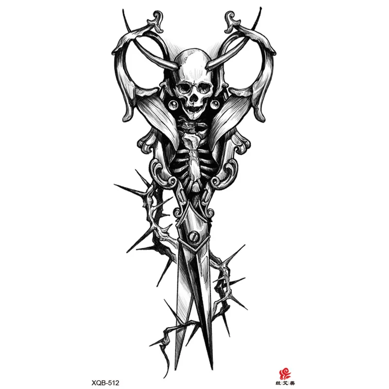 Sdrawing Full-arm Waterproof Tattoo Sticker Symbol Totem Animal Skeleton Small Arm Tattoo Sticker