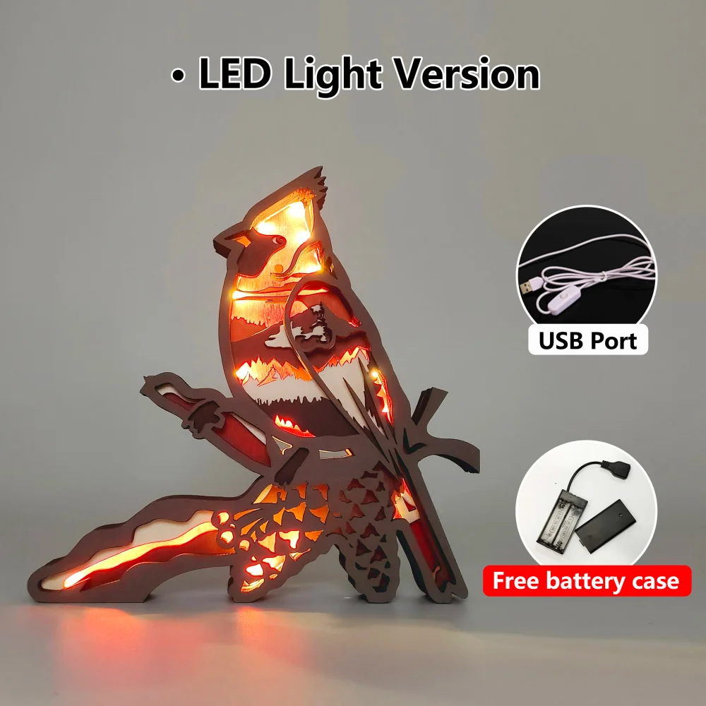 Purexcellent&trade; New creative home desktop wood carving red bird crafts ornaments