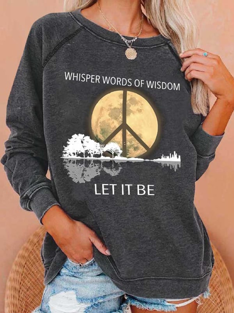 Comstylish Hippie Guitar Lake Whisper Words Of Wisdom Let It Be Print Sweatshirt