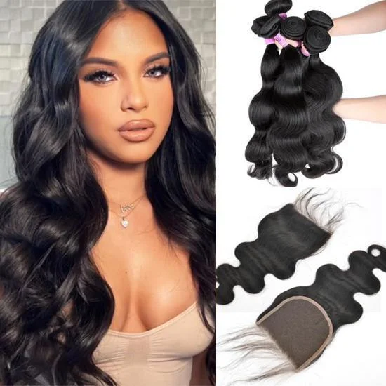 Yvonne Free Shipping Platinum Body Wave 3 Bundles Human Hair Weaves With HD 5x5 Lace Closure 