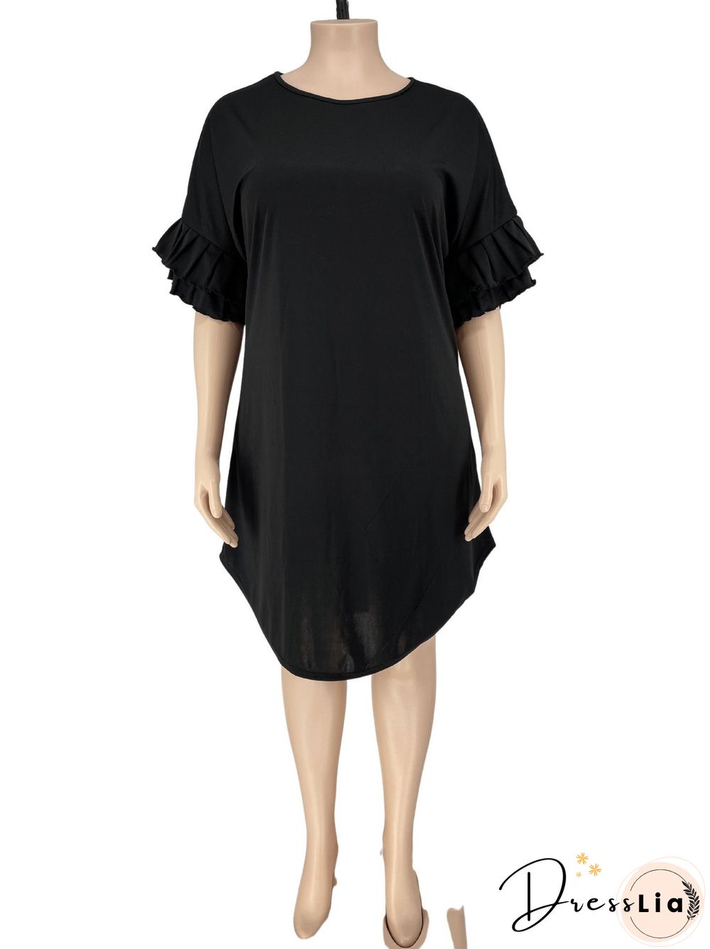 Ruffle Short Sleeve Loose Plus Size Dresses