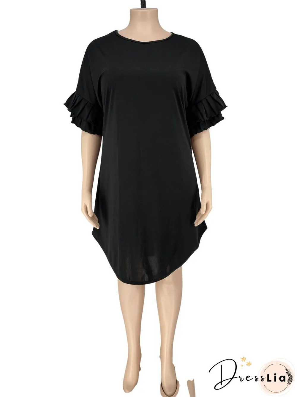 Ruffle Short Sleeve Loose Plus Size Dresses